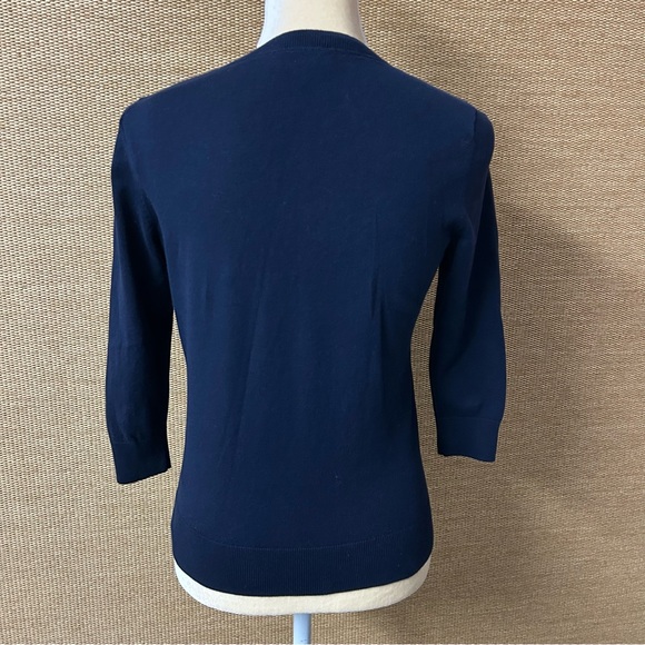 Talbots Cardigan Sweater Womens Petite Small Blue Pima Cotton - Picture 4 of 11